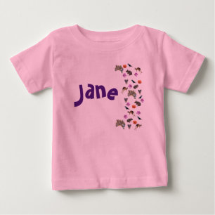 T-shirt Pour Bébé Jane, Nom avec faune australienne,