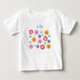 T-shirt Pour Bébé Jardin aux fleurs mignonnes Couleurs douces Baby T