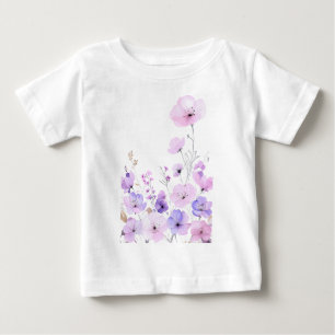 T-shirt Pour Bébé Jardin de fleurs sauvages pastel Douce floraison f