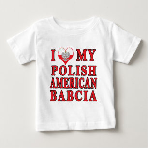 T-shirt Pour Bébé J'Coeur Mon Polonais Américain Babcia