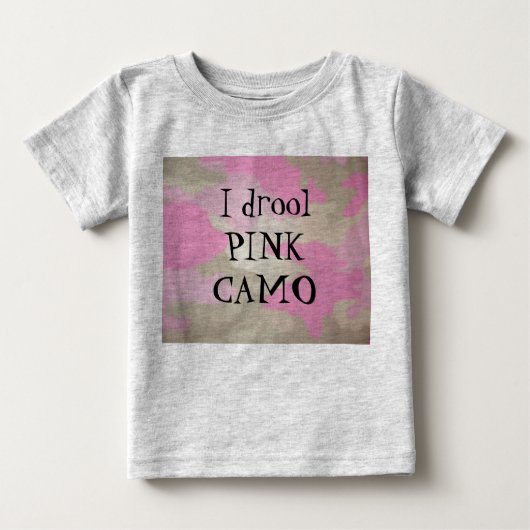 T-shirt Pour Bébé Je bave PINK CAMO (Devant)