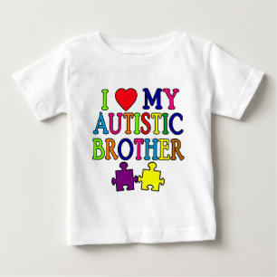 T-shirt Pour Bébé Je Coeur Mon Frère Autiste