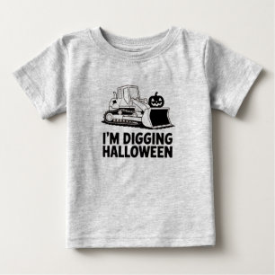 T-shirt Pour Bébé Je creuse Halloween Citrouille Visage Tracteur Enf