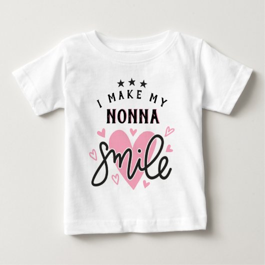 T-shirt Pour Bébé Je fais sourire ma Nonna avec les coeurs (Devant)