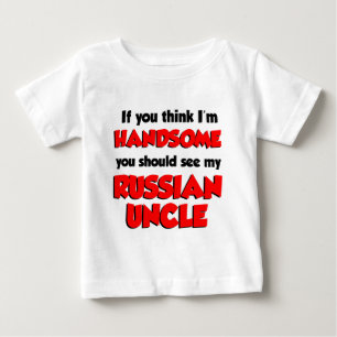 T-shirt Pour Bébé Je pense être un beau oncle russe