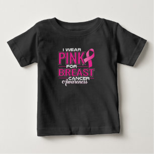 T-shirt Pour Bébé Je porte le rose pour la conscience de cancer du