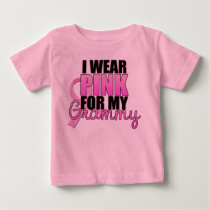 T-shirt Pour Bébé Je porte le rose pour mon Grammy - cancer du sein