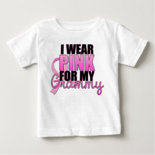 T-shirt Pour Bébé Je porte le rose pour mon Grammy - cancer du sein