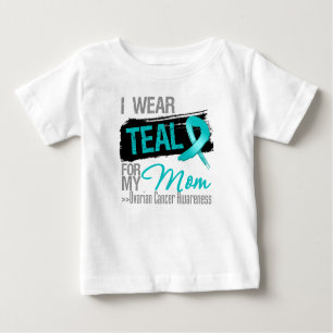 T-shirt Pour Bébé Je porte le ruban turquoise pour mon Cancer