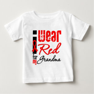 T-shirt Pour Bébé Je porte un ruban rouge pour ma grand-maman