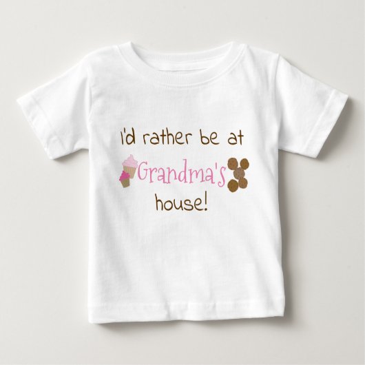T-shirt Pour Bébé Je préférerais être chez Grand-mère (Devant)