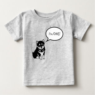 T-shirt Pour Bébé Je suis 1 chien Voix Bubble 2 Orange Baby Tee