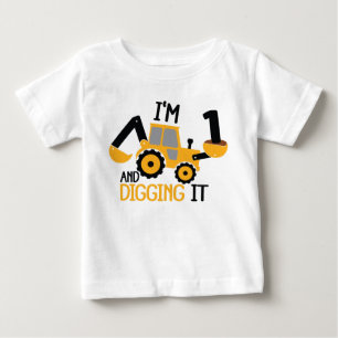 T-shirt Pour Bébé Je suis 1 et creuser la construction