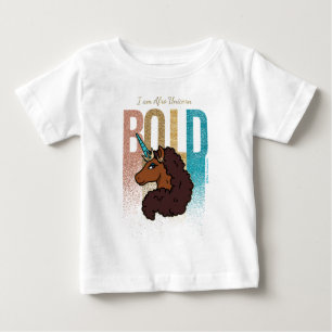 T-shirt Pour Bébé Je suis Afro Licorne   Conception Pailletée Audaci