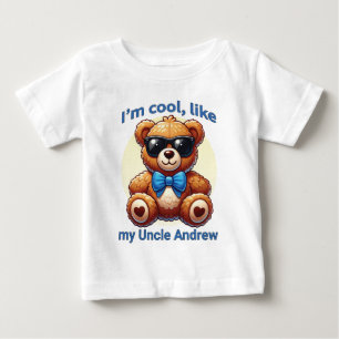 T-shirt Pour Bébé Je suis Cool Teddy Bear avec Blue Bow personnalisa