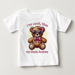 T-shirt Pour Bébé Je suis Cool Teddy Bear avec Pink Bow personnalisa
