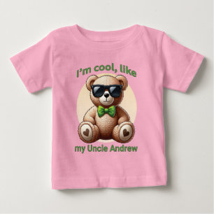 T-shirt Pour Bébé Je suis Cool Teddy Bear avec un nœud vert personna