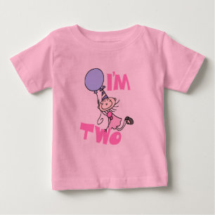 T-shirt Pour Bébé Je suis deux chevalets Figure Girl Anniversaire T-