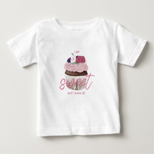 T-shirt Pour Bébé Je suis doux et je le connais Cupcake (Devant)