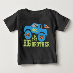 T-shirt Pour Bébé Je suis le Big Brother Monster Truck