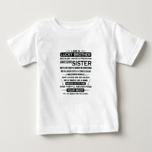 T-shirt Pour Bébé Je Suis Un Frère Chanceux Qui Donne Des Cadeaux À (Devant)