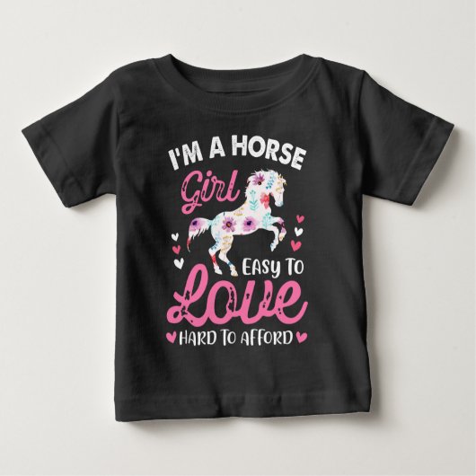 T-shirt Pour Bébé Je Suis Une Fille Aux Chevaux Facile À Aimer Diffi (Devant)