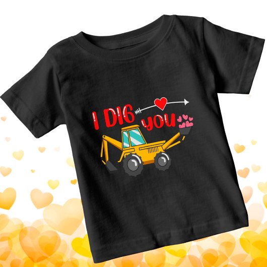 T-shirt Pour Bébé Je t'ai creusé Backhoe Valentine