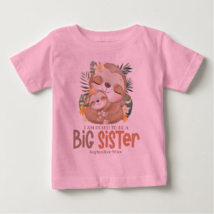 T-shirt Pour Bébé Je vais être une grande sœur de paresseux Annonce
