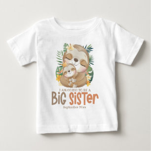 T-shirt Pour Bébé Je vais être une grande sœur de paresseux Annonce