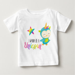 T-shirt Pour Bébé Je veux être une Unicorne (Bird) chemise rouillée