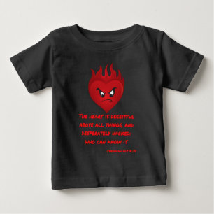 T-shirt Pour Bébé Jérémie 17:9 KJV Bible Ecriture