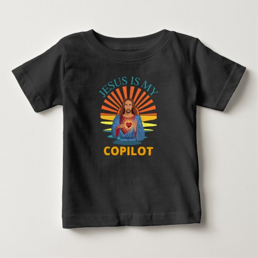 T-SHIRT POUR BÉBÉ JÉSUS EST MON COPILOTE (Devant)