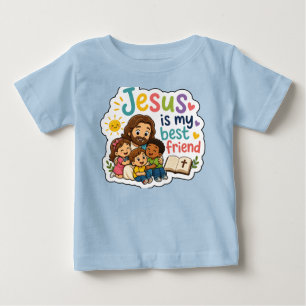 T-shirt Pour Bébé Jésus est mon meilleur ami Enfants mignons Chrétie