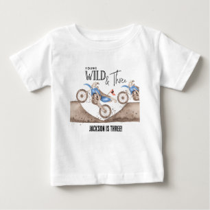 T-shirt Pour Bébé Jeune Sauvage Et trois Anniversaire 3 ans Dirt Bik