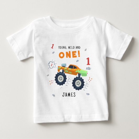 T-shirt Pour Bébé Jeune Sauvage Et Un 1er Anniversaire Enfants Monst (Devant)