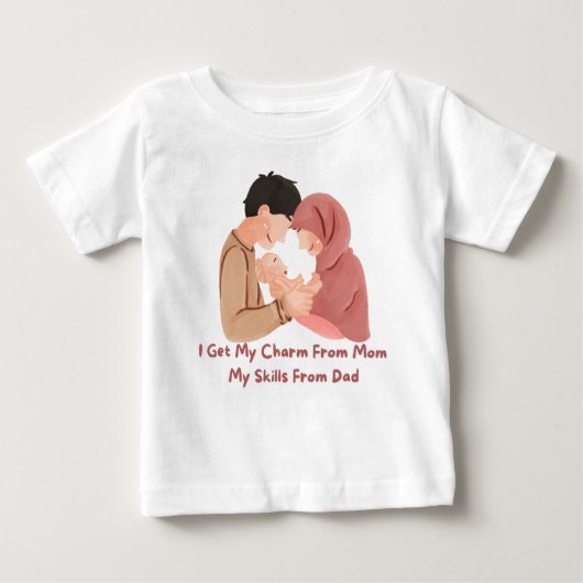 T-shirt Pour Bébé 👶 "J'Obtiens Mon Charme De Maman, Mes Compétences (Devant)