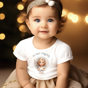 T-shirt Pour Bébé Joli Ange de Noël Premier T-shirt bébé de Noël