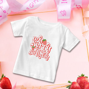 T-shirt Pour Bébé Joli Anniversaire des Un An Baie Rose Rouge Mignon