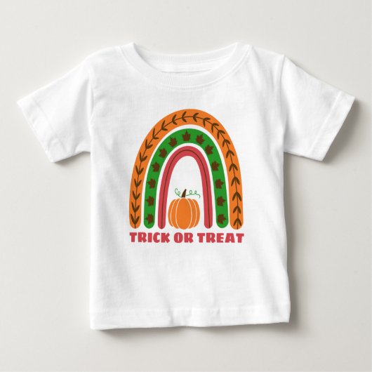T-shirt Pour Bébé Joli Arc-en-ciel avec Citrouille Halloween Baby T- (Devant)
