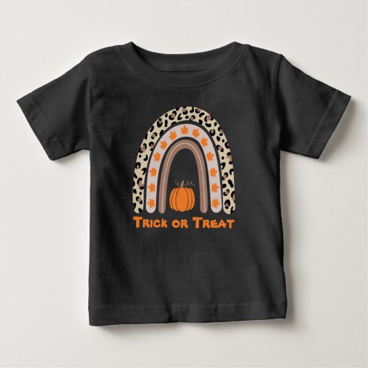 T-shirt Pour Bébé Joli Arc-en-ciel avec Citrouille Halloween Baby T- (Devant)
