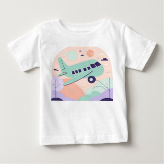T-shirt Pour Bébé Joli avion de dessin animé pastel bébé tout-petit