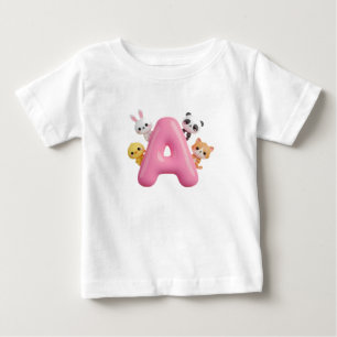 T-shirt Pour Bébé Joli ballon rose 3D Lettre A - T-Shirt bébé