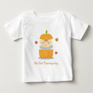 T-shirt Pour Bébé Joli bébé citrouille premier Thanksgiving