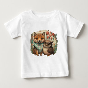 T-shirt Pour Bébé Joli bébé loup et hibou