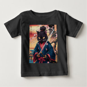 T-shirt Pour Bébé Joli chat samouraï japonais 