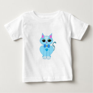 T-shirt Pour Bébé Joli chaton bleu clair élégant