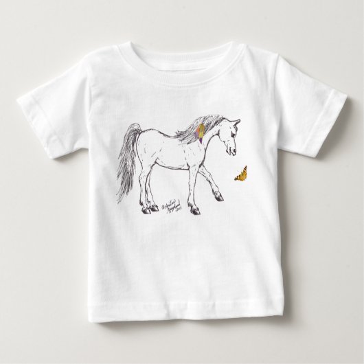 T-shirt Pour Bébé Joli Cheval souriant avec Chemises papillon (Devant)