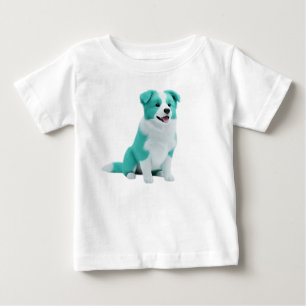 T-shirt Pour Bébé Joli chiot Border Collie sarcelle et blanc