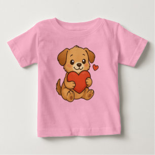 T-shirt Pour Bébé Joli chiot/chien de la Saint-Valentin