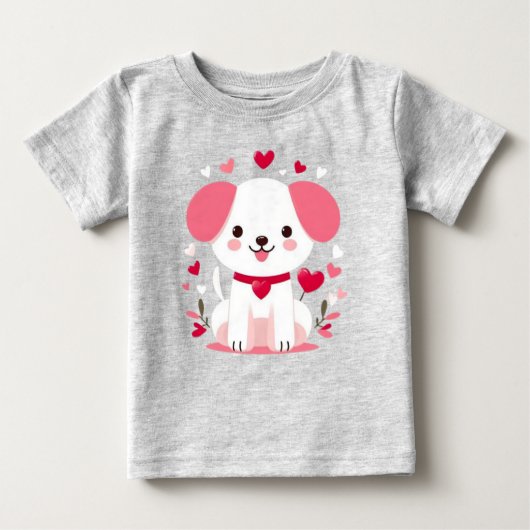 T-shirt Pour Bébé Joli chiot fantaisiste de la Saint-Valentin (Devant)